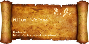Milus József névjegykártya
